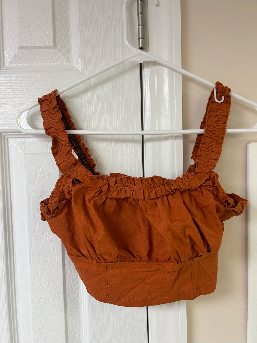 Haute Monde Burnt Orange Ruched Crop Top NWT